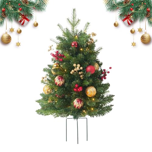 Arbre de Noël pour salon et patio extérieur avec décor de vacances pré-éclairé