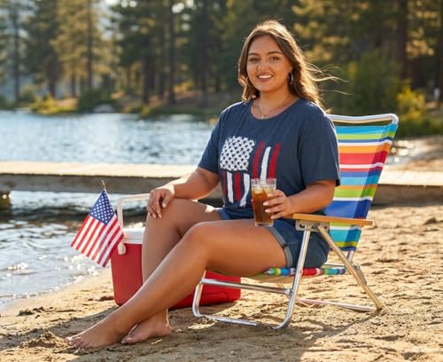 Image of ForHailey Women's 4th of July Patriotic Shirts Graphic Tees USA Shirt American Flag Short Sleeve Tunic Tops