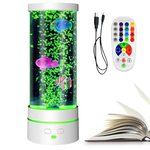 Tour lumineuse apaisante avec tube télécommandé et poissons mobiles