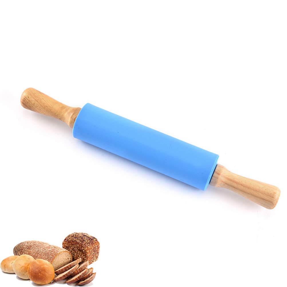 Teigroller aus Silikon zum Backen, langlebiger Teigroller mit Holzgriff, ideal für die Herstellung von Teigtaschen und Gebäck, unverzichtbares Küchenzubehör für Erwachsene