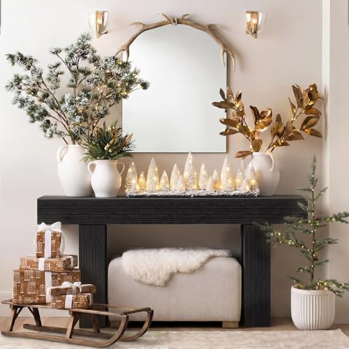 Image of 70 inch Black Console Table for Entryway Long Modern Sofa Tables Behind Couch for Living Room 10 inch Deep Hallway Entry Way Table