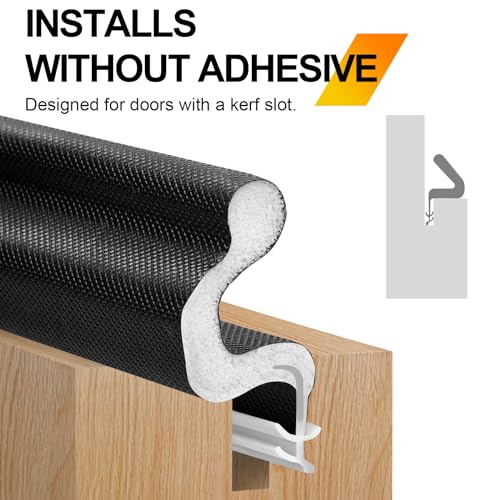 Image of Door Weather Stripping, Kerf Weather Stripping for Doors with Groove,Weather Stripping Door Seal for Large Gap and Easy Installation(26, Black)