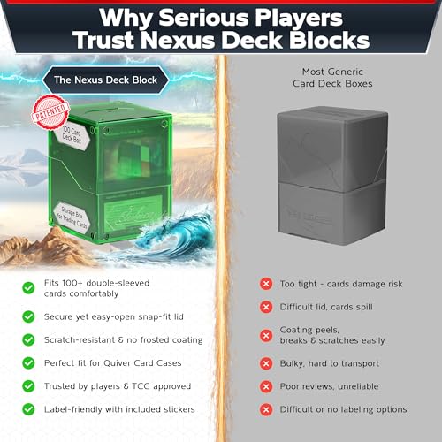 Image of Quiver Time 360 Modular Nexus DeckBlock - Durable Stackable MTG Deck Box for Commander fits 100+ Cards | Stylish 100 Card Deck Box MTG | Interchangeable TCG Decks Boxes (1 pcs, Green)