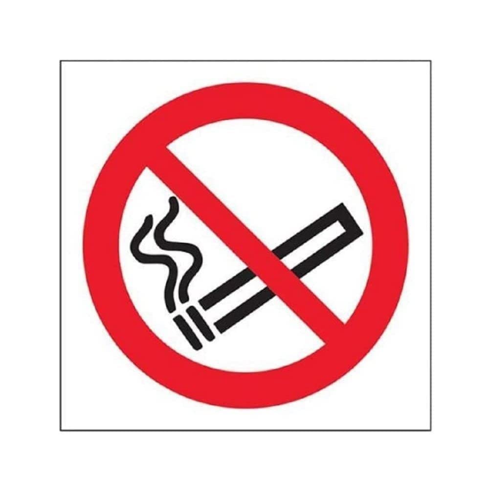 V Safety No Smoking Logo Prohibition Sign - 100mm x 100mm - Self Adhesive Vinyl