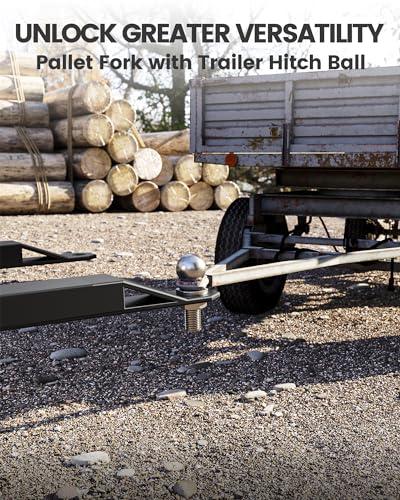 2700 LBS 46" Heavy Duty Pallet Forks Quick Attach Mount Skid Steer Attachments with [Hitch Ball], Skid Steer Pallet Fork Frame Attachment for Loaders Tractors