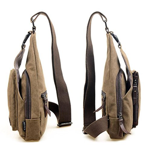 WINOMO Mochila masculina esportiva de lona, bolsa tiracolo - Tamanho G (café)