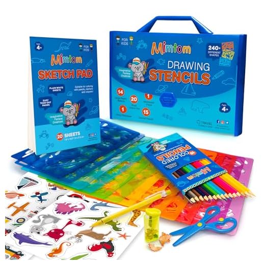 Mimtom Drawing Stencil Kit for Kids | 51 PC Arts and Crafts Stencil Set with Over 240 Creative Shapes to Unleash Your Child's World of Imagination | Kid-Safe Fun Activity Toy for Ages 4 and Up
