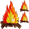 Boao 3 Sets Fake Fire Fake Flame Prop Camping Decoration 3D Cardboard Campfire Centerpiece Artificial Flames Campfire Party Decoration for Camp Bachelorette Party Supplies(Classic Color)