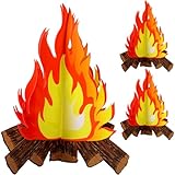 Boao 3D Fake Fire Campfire Centerpiece Decorative Artificial Fire Fake Fireplace Flame Paper Cardboard Camping Party Decorations Flame Torch Campfire Prop (Classic Color)