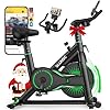 SLUNSE Exercise Bike for Home Use, Adjustable Magnetic Resistance Spin bike with Smart APP, Home Gym Equipment Stationary Bike with Dumbbell Rack, LCD Display, Tablet Holder, 180KG Weight Capacity