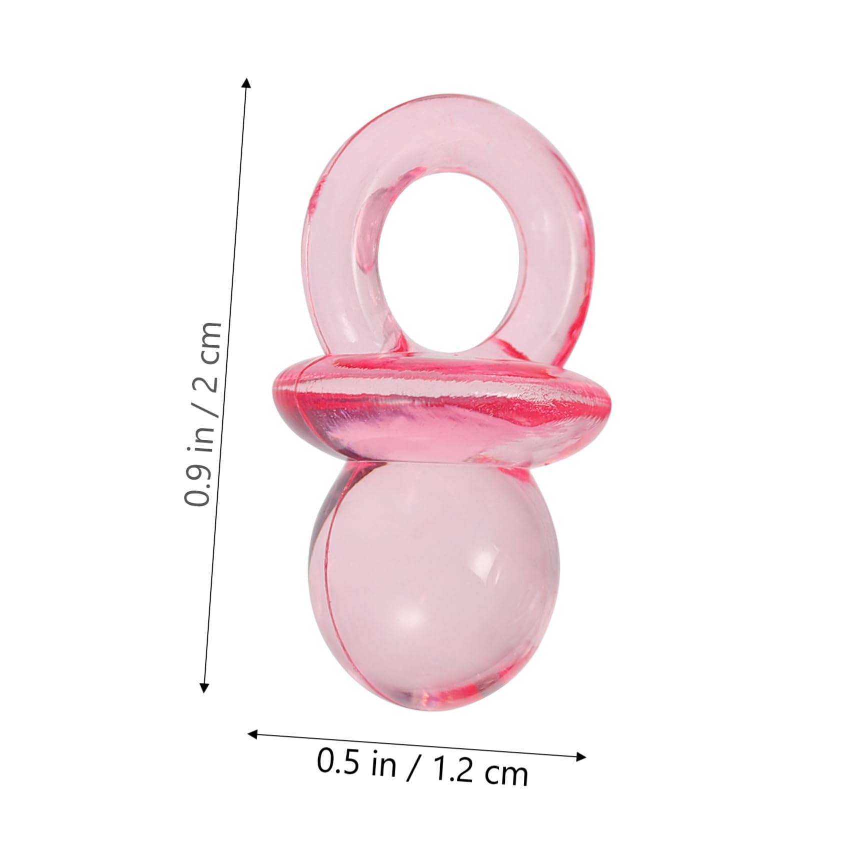 BESTonZON 100pcs Pink Baby Shower Pacifiers Decorative Mini Acrylic Toys for Shower Decorations Favors