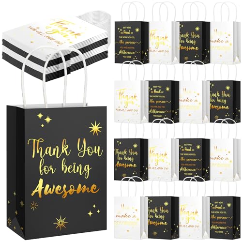 Gueevin 40 Thank You Employee Gift Bags,Appreciation,Black Gold