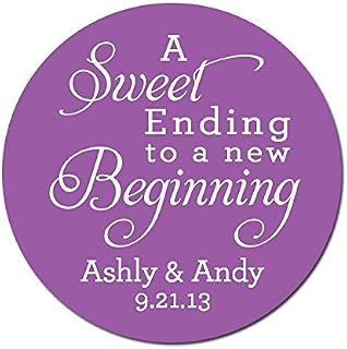 Personalized Customized Wedding Favor Stickers - Sweet Ending to a New Beginning - Choose Your Size