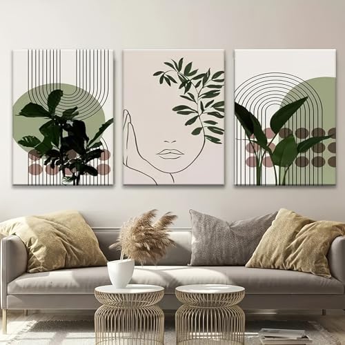 Décoration murale esthétique verte bohème 30x50 cm avec cadre - 4