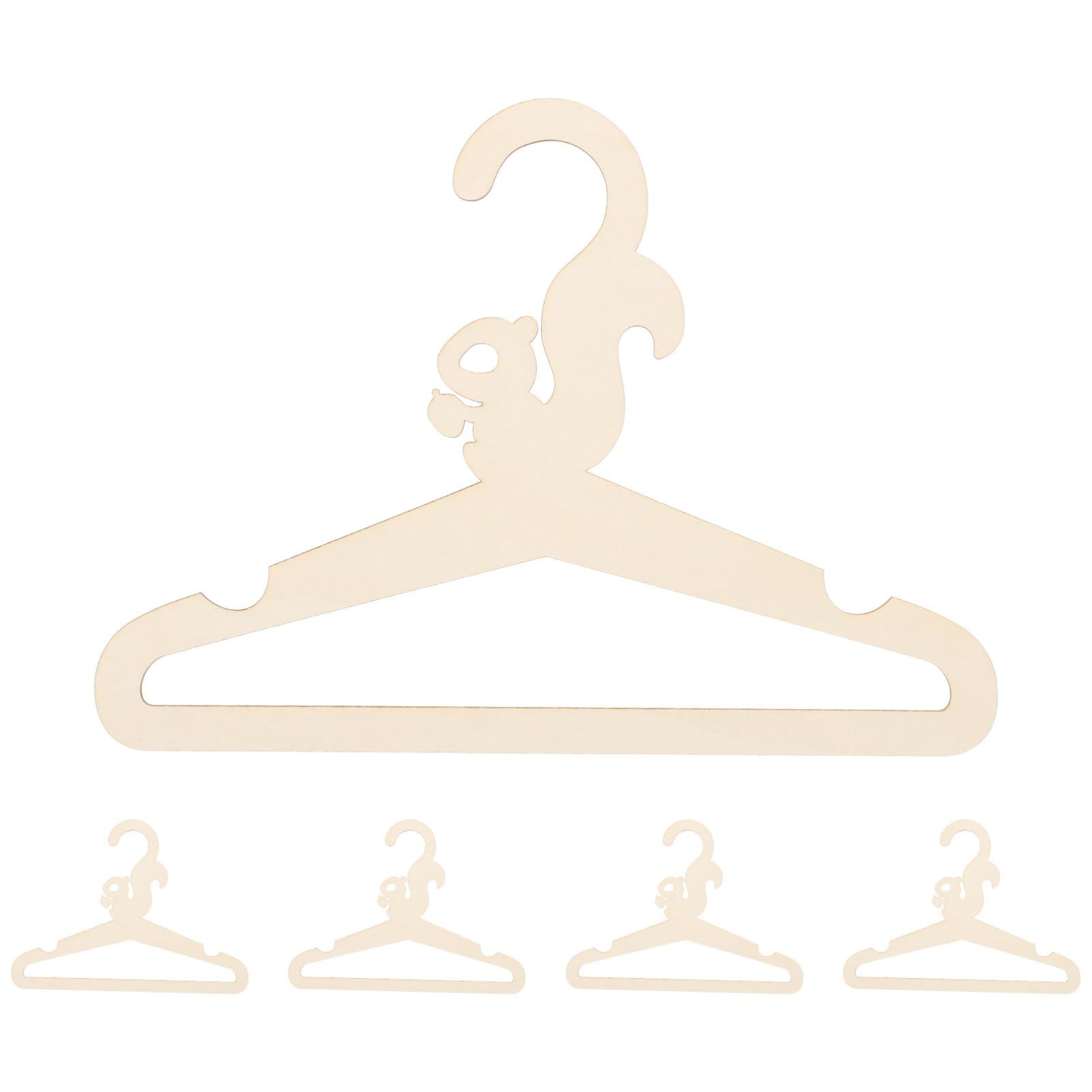Levemolo 5Pcs Cartoon Animal Clothes Hangers DIY Nursery Hangers for Wood Design Cute Squirrel Shape for Closet Organization