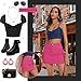 Zando Bodycon Hot Pink Mini Skirt Y2K High Waisted Cargo Skirt for Women with Pockets Dressy Casual Pink Denim Jean Skirt Small