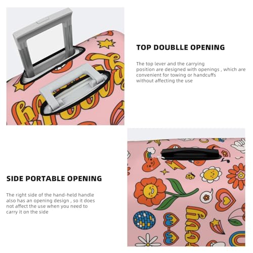 VOSERY Travel Luggage Cover - Retro 70s Hippie Washable Suitcase Covers Protector Fits 18-32 Inch Luggage3