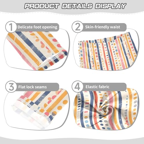 KLL Stripes Tiny Dots Minimalist Little Girls Athletic Leggings Stretch Full Length Workout Pants Gym3