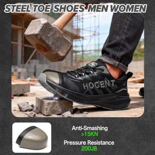 Hogent Steel Toe Shoes for Men, Lightweight Slip Resistant Work Shoes - image 3
