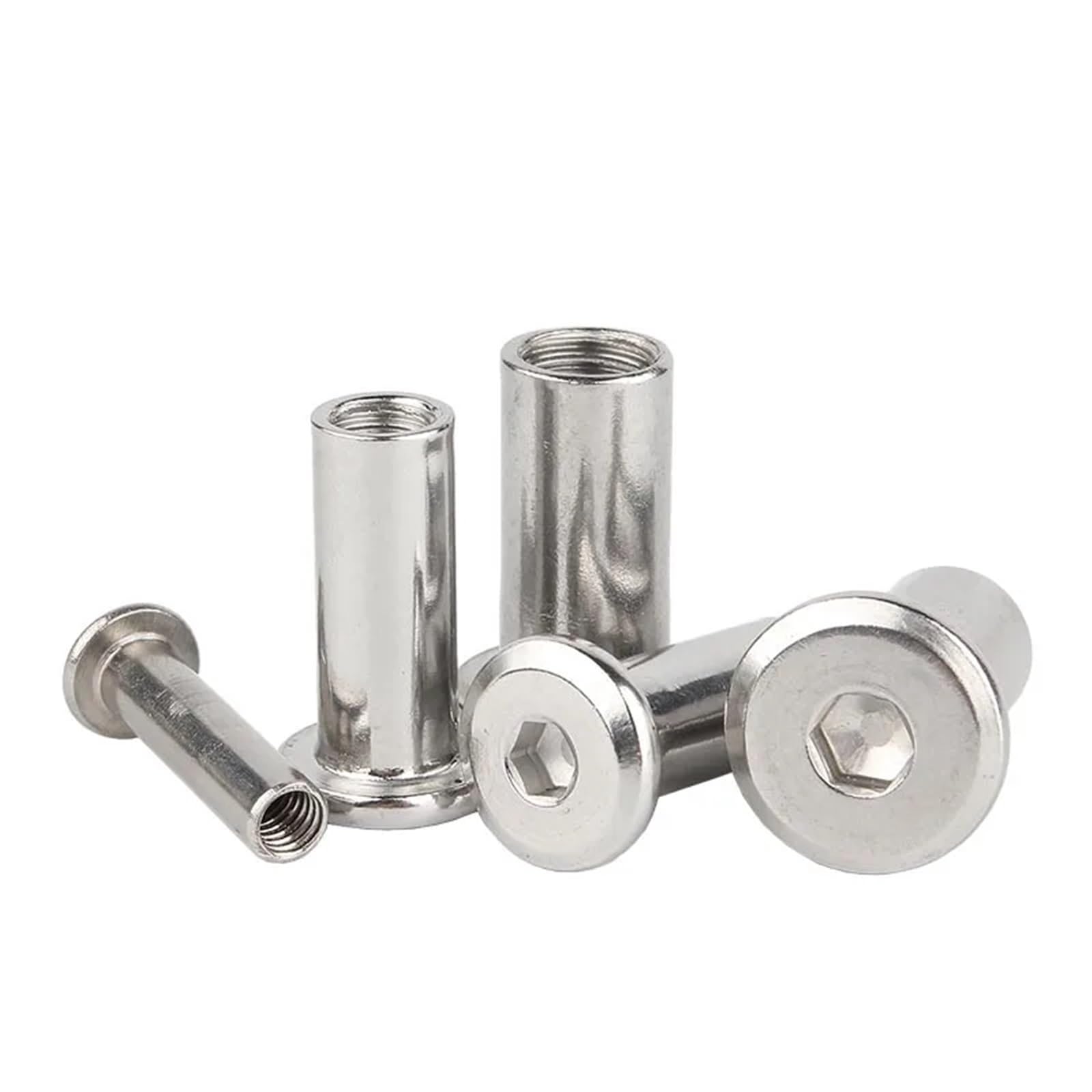 Rivetti Filettati 5/10/20pcs M3 M4 M5 M6 M8 304 acciaio inossidabile grande piatto esagonale testa a esagono incassato rivetto connettore inserto manicotto comune dado per Mobili(50mm length,M8 x5pcs)