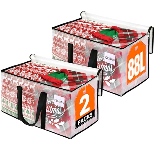 Image of RoomHacks Moving Bags, Heavy Duty Large Storage Bags, 88L, 2 Pack, Clear