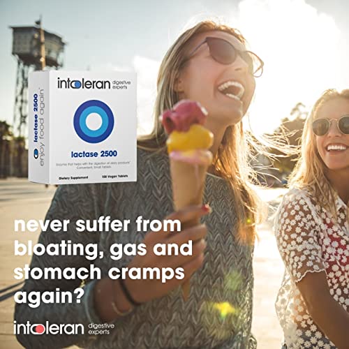 Intoleran Lactase 2500 For Lactose Intolerance, Lactase Enzyme Helping With The Digestion Of Dairy Products - 100 Small Tablets, White #TOP1