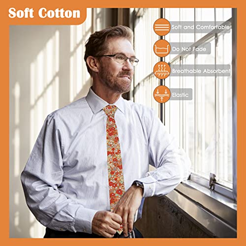 Image of Mantieqingway Men Skinny Tie Cotton Floral Necktie for Wedding Groomsmen Tie