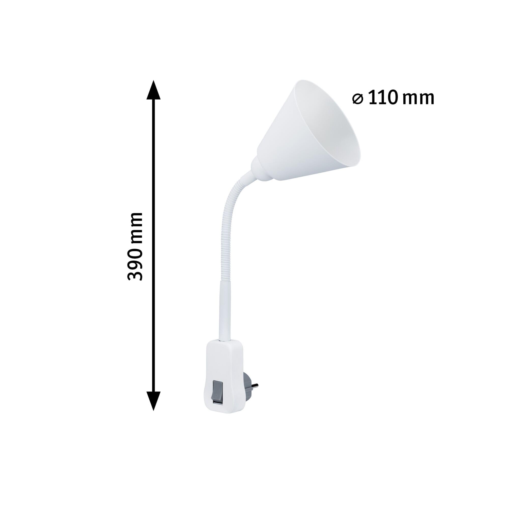 Paulmann 95428 Lampada da presa Junus con braccio flessibile max. 20 Watt lampada bianco metallo, plastica luce E14