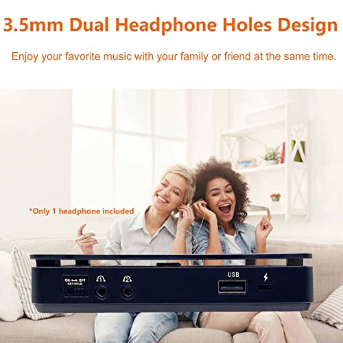 Portable Cd Player With Headphone Rechargeable Personal Cd Player With Aux Cable Support Cd Usb Shockproof Led Display Touch Buttons Dual Headphone Jacks Design #TOP3