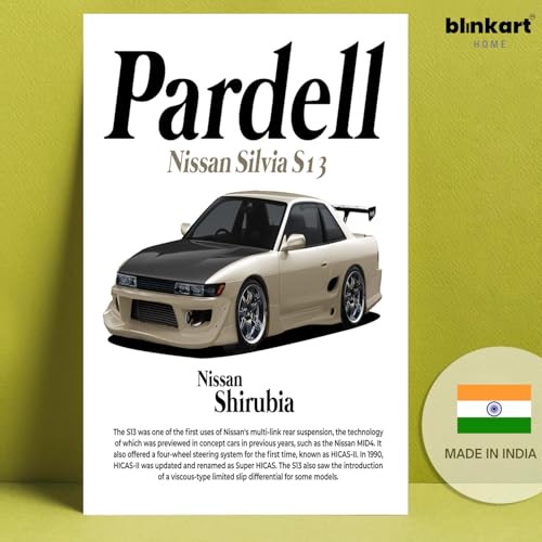 Image of BLINKART Nissan Silvia S13Car Posters Sticker Gift Items for Boys Room Wall Decor || Comes with Double-Sided Tape|| Decoration Bedroom Living Room Office Studio Decor | 12x18 In (A3) - CAR-261
