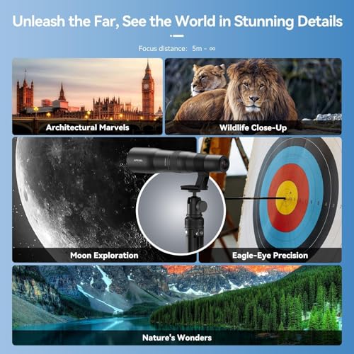 Image of APEXEL 50x HD Telephoto Lens for iPhone & Android | Aluminum Alloy + ABS | Shoot Wildlife, Moon, Landscapes & Targets | Includes Universal Phone Clip & Tripod