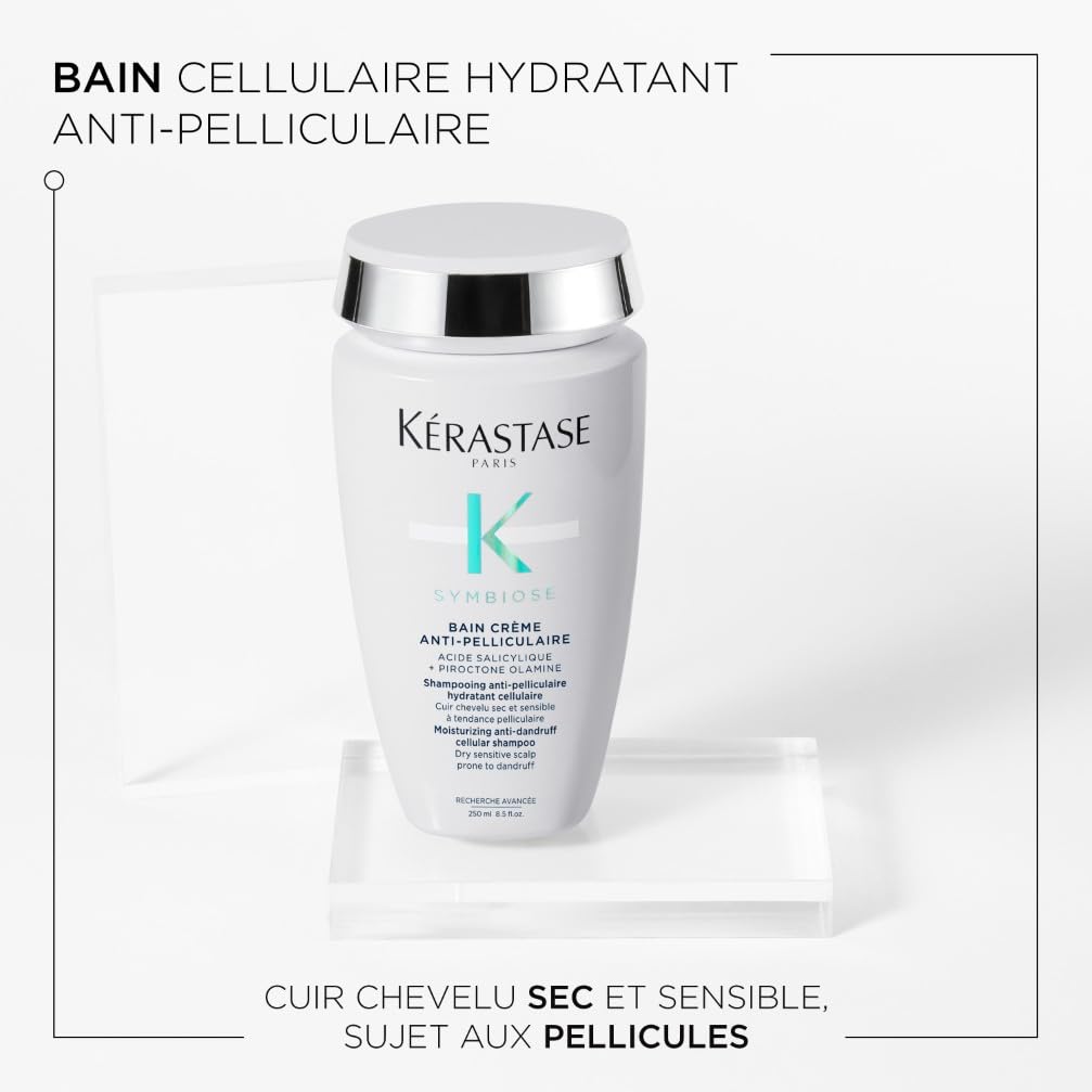 KERASTASE Symbiose - Bain Crème Pureté - Shampoing Antipelliculaire - Effet Prouvé Jusqu'à 7 Semaines Après Utilisation - À l'Acide Salicylique - Sans Silicone - Cuir Chevelu Gras & Sensible - 250 ml