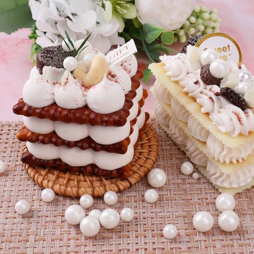 Image of White Pearl Sprinkles for Cake Decorating, 4 Sizes Sugar 130g /4.6oz, Cupcake, Ice Cream, Donuts, Macaron Toppings Supplies (2mm, 4mm, 7mm, 1cm)