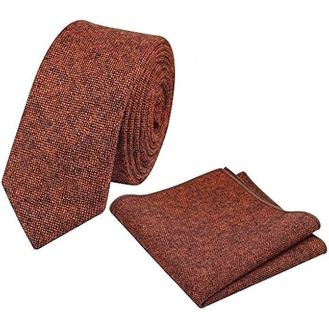 Burnt Orange Skinny Tweed Tie & Pocket Square Set Cover