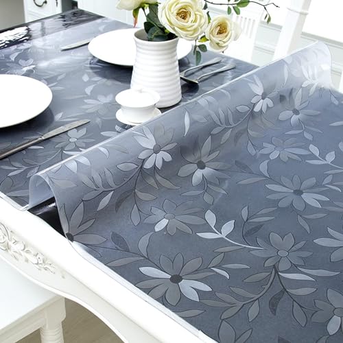 SSFMSF Thickened Tablecloth PVC Protective Film Is Waterproof, Heat-Resistant Wear-Resistant Easy To Clean And Non-Slip, Suitable For Dining Tables. (Flower, 2mm - 30 x 30 cm Rectangle)