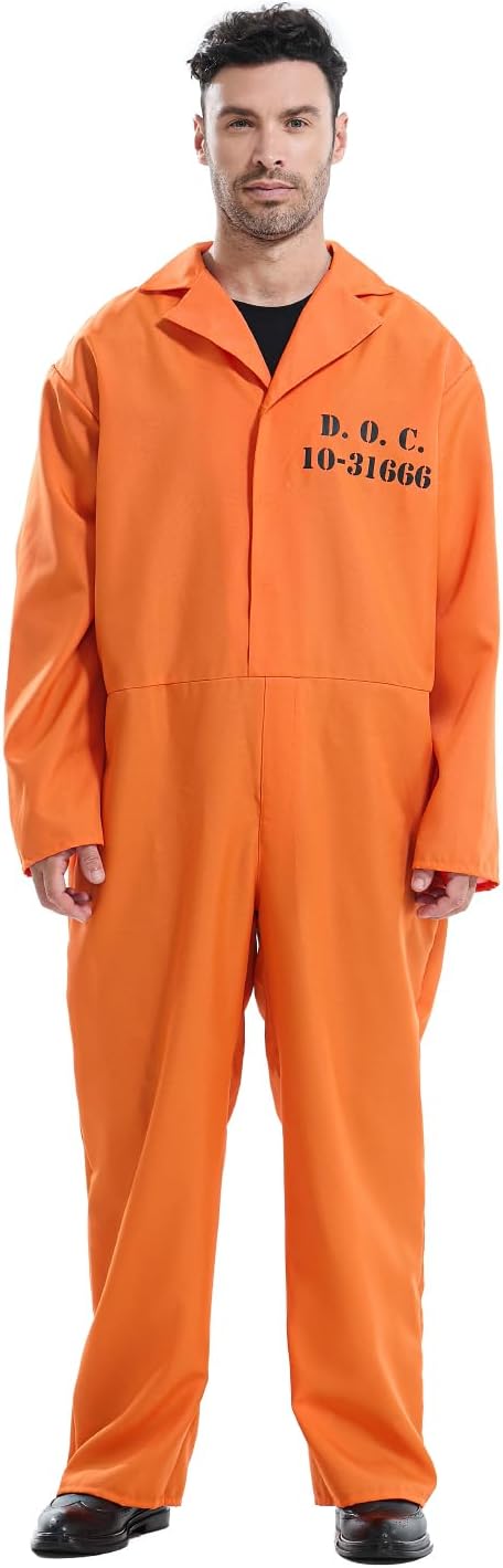 Seasons Adult Orange Prison Jumpsuit Costume with Belt and Handcuffs - Image 7