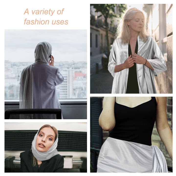 EUPSIIU Stola Festlich Fur Abendkleid, Damen Schal, Schals Tücher für Damen, Einfarbiger Schal Sommer Dünn Schaltuch für Brautkleider Abendkleider Alltagskleidung, Einheitsgröße (Silber) (Silber)