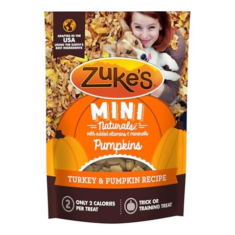 Zukes Mini Naturals Dog Training Treats for Dogs, Pet Treats Made with Real Turkey and Pumpkin, 5 oz. Resealable Pouch - 5 oz. Bag Cover
