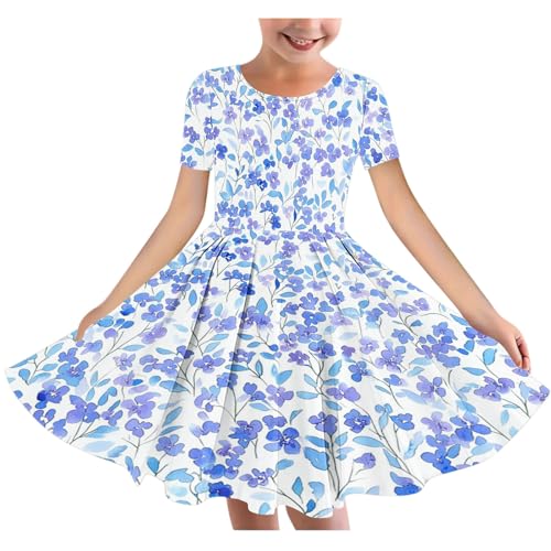 Summer Dresses for Girls Floral Boho Cozy Dress Sunflower Graphic Print Cute Dress Short Sleeve Swing Flutter Dress