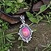 MOJO JEWELRY Mood Stone necklace color changing in Antique Sterling Silver Finish Gothic Flower Pattern Pendant Magic Color Change Leather Necklace Mood Necklace