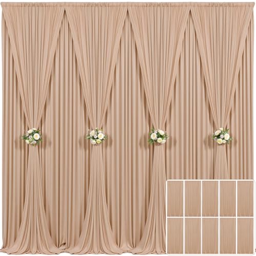 50ft x 10ft Wrinkle Free Nude Backdrop Curtains for Wedding Parties Nude Curtain Backdrop Photo Fabric Backdrop Drapes for Bridal Shower Photography Background Curtain 5ft(W) x 10ft(H), 10 Panels