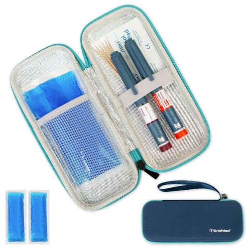 OrtoPrime Custodia Termica per Insulina con 2 GEL INCLUSI - Borsa Termica per Penna Insulina Viaggio, Frigorifero Portatile per Diabetici, Conservazione a Freddo 12 Ore