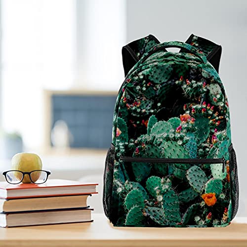 Sac à dos motif cactus avec porte-bouteille pour l'école