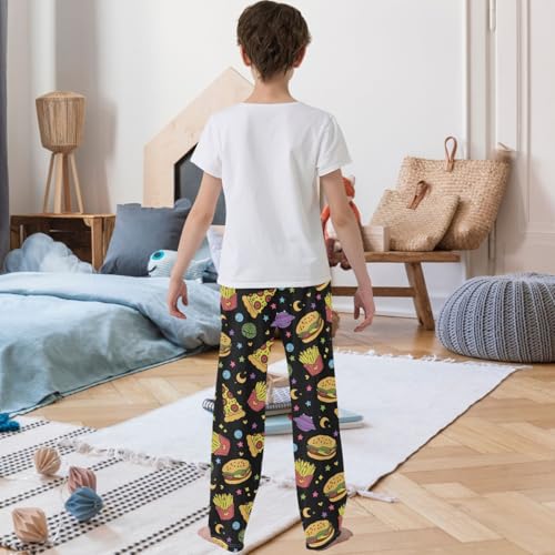 Boy's Pants Pizza Hamburger Jogger Pants Elastic Waist Long Bottoms Trousers with Pockets 6-14 Years3