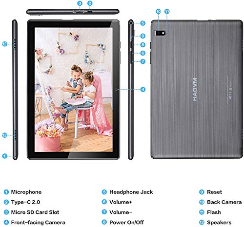 Haovm Android 11.0 Tablet 10 Inch, Mediapad P10 Octa-Core 1.6Ghz Processor,3Gb Ram,64Gb Storage,10.1" Ips Hd Display Screen,5G Wifi,128Gb Expand,6000Mah,Gps,Type-C Port,Brushed Texture Back #TOP5