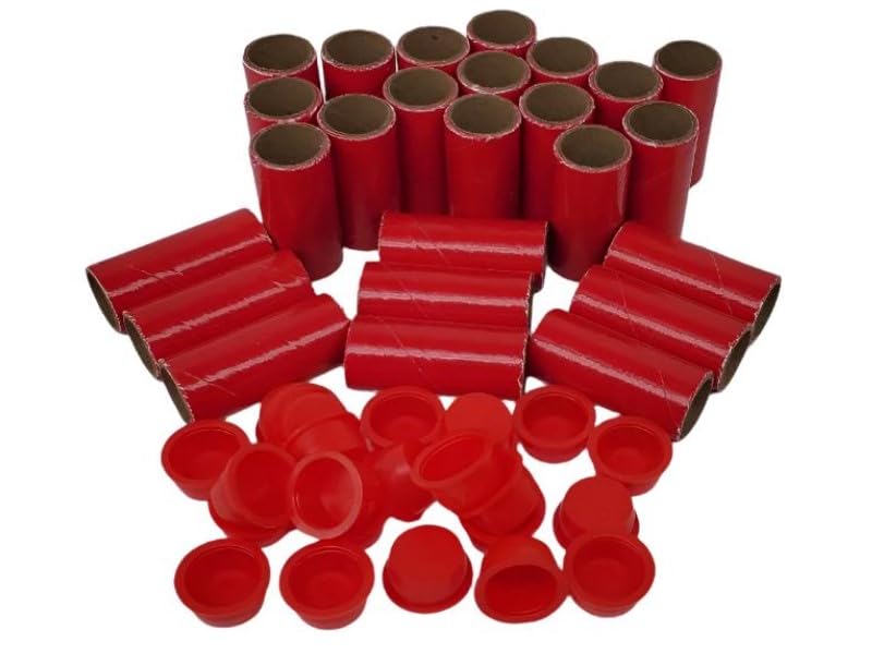 25 Red Paper Fireworks Tubes 1 X 2 1/2 X 1/8 Inch + 50 Free Plugs – Free Shipping