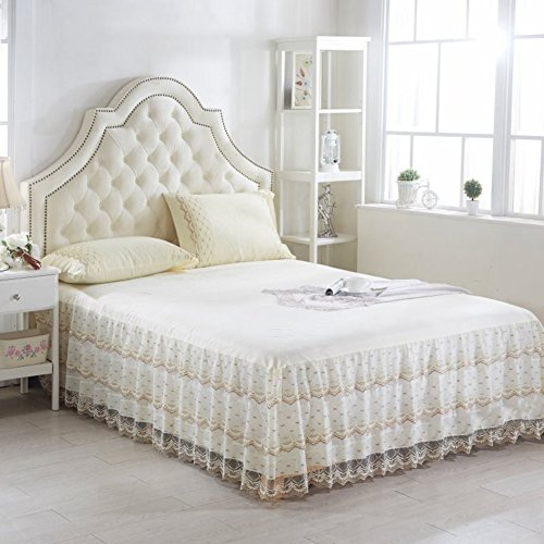 hxxkact Dentelle Jupe de lit Cache sommier,Jupes de lit à Volants Couvre-lit Dessus de-lit 17.7 Pouces Pendantes Décoration Queen-King Lit de Chambre-P 120x200cm(47x79inch) Cover