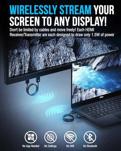Image of SABRENT Wireless HDMI Transmitter and Receiver 100FT /30M, 1080p@60Hz Plug and Play, No Wi-Fi Required, Stream from PC or Laptop to TV or Projector (DA-H1R1)