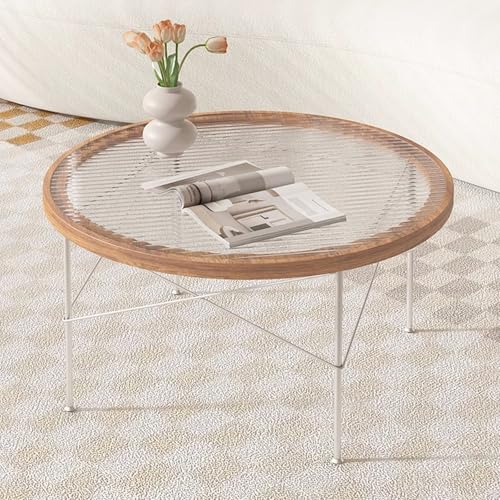 Table basse bois massif et verre au design raffiné