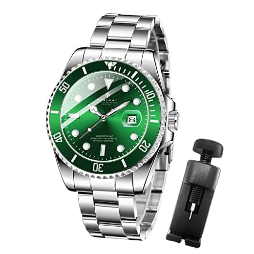 BENYAR Hombre Reloj Relojes Cronógrafo Analógico Movimiento de Cuarzo Reloj de Pulsera de Diseño Deportivo 3ATM Relojes Impermeables Regalo para Los Hombres,Verde